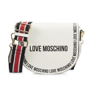 Love Moschino 🖤🤍♥️ White pebbled genuine leather Crossbody wide strap